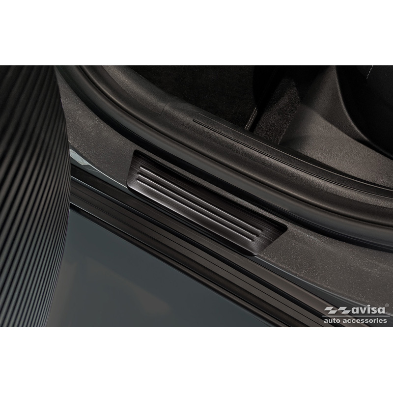 Zwart RVS Instaplijsten  Hyundai Kona II 2023- / MG ZS II 2024- & MG 3 III 2024- - 'Lines' - 4-delig