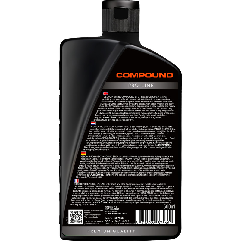 Gecko PRO Medium Polijstmiddel 680 Stap 2 - 500ml (siliconenvrij)