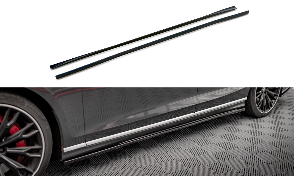 Zijskirts Audi A8 S-Line / S8 D5 Maxton Glans Zwart