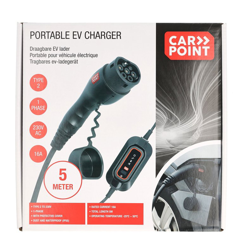 Carpoint 230V Draagbare Lader Type 2 Elektrische Auto 1-Fase 8-16A