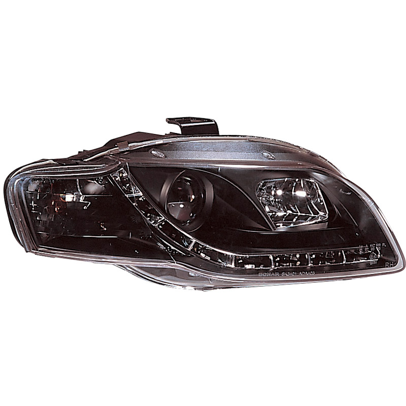 Set Koplampen incl. DRL  Audi A4 B7 2005-2008 - Zwart - incl. Stelmotor