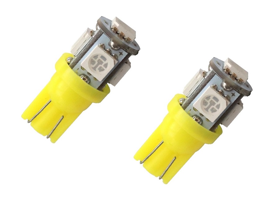 M-tech L054 geel LED T10 12v 5x SMD5050 2 stuks