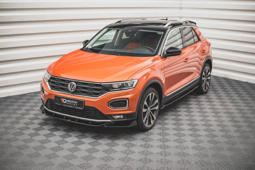Voorspoiler V.1 VW T-Roc Glans Zwart