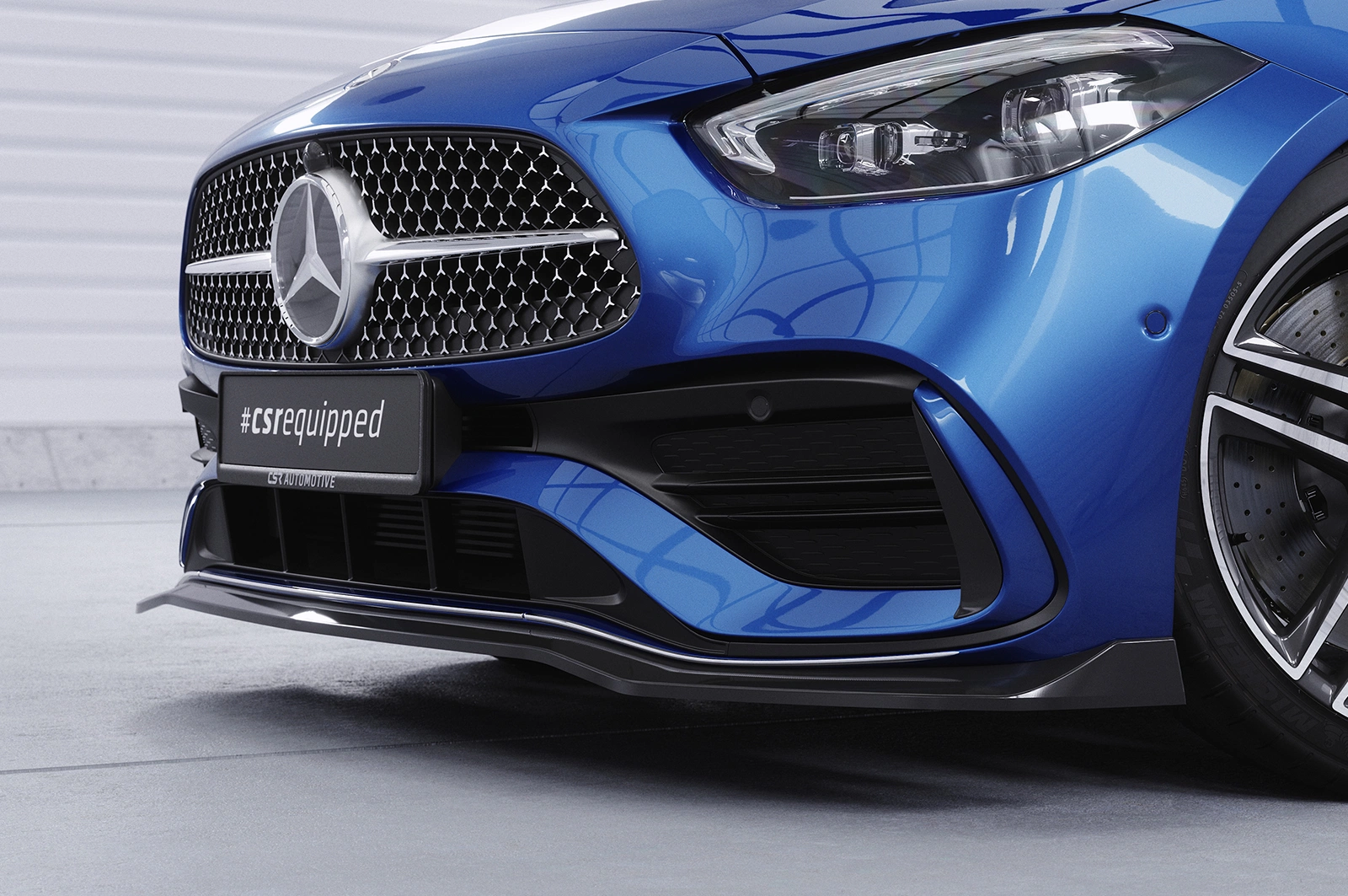Voorspoiler Mercedes-Benz C-Klasse W206 / S206 AMG-Line 06/2021- Glans Zwart CSR