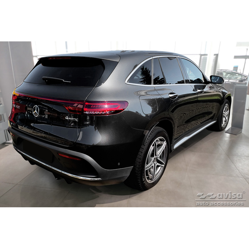 Zwart RVS Achterbumperprotector  Mercedes EQC (N293) 2019- 'Ribs'