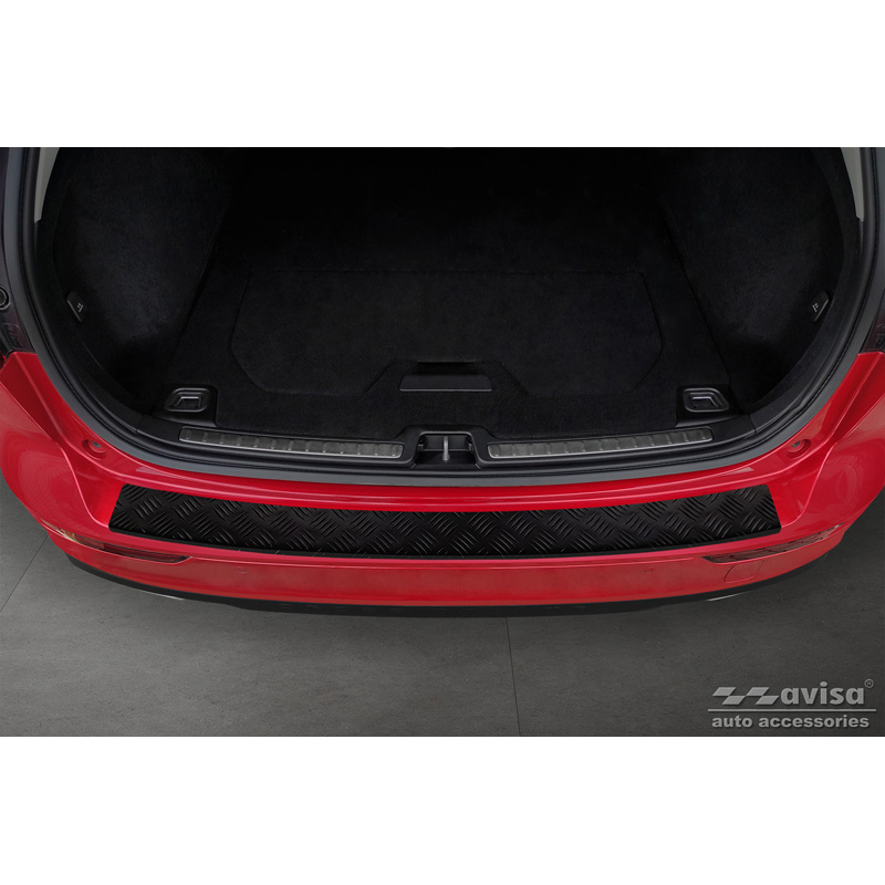 Matzwart Aluminium Achterbumperprotector  Volvo V60 II 2018- incl. Cross Country & R-Design 'Riffled Plate'