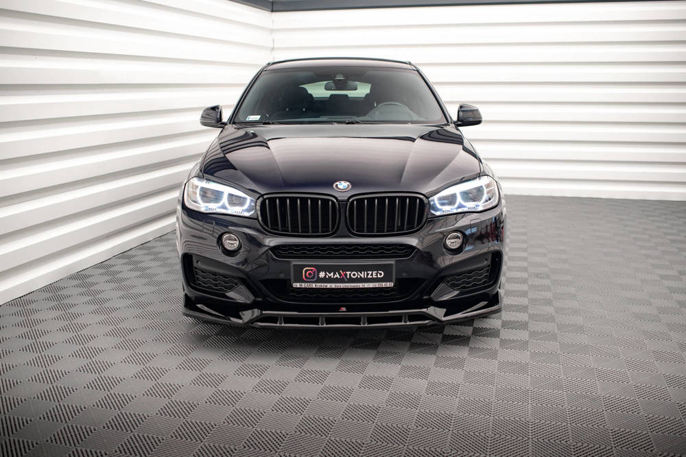 Voorspoiler V.3 BMW X6 M pakket F16 Maxton Glans Zwart
