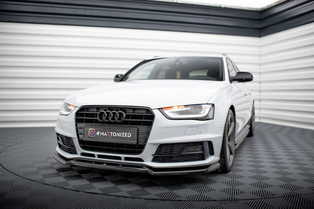 Voorspoiler V.2 Audi A4 Competition B8 FL Maxton Glans Zwart