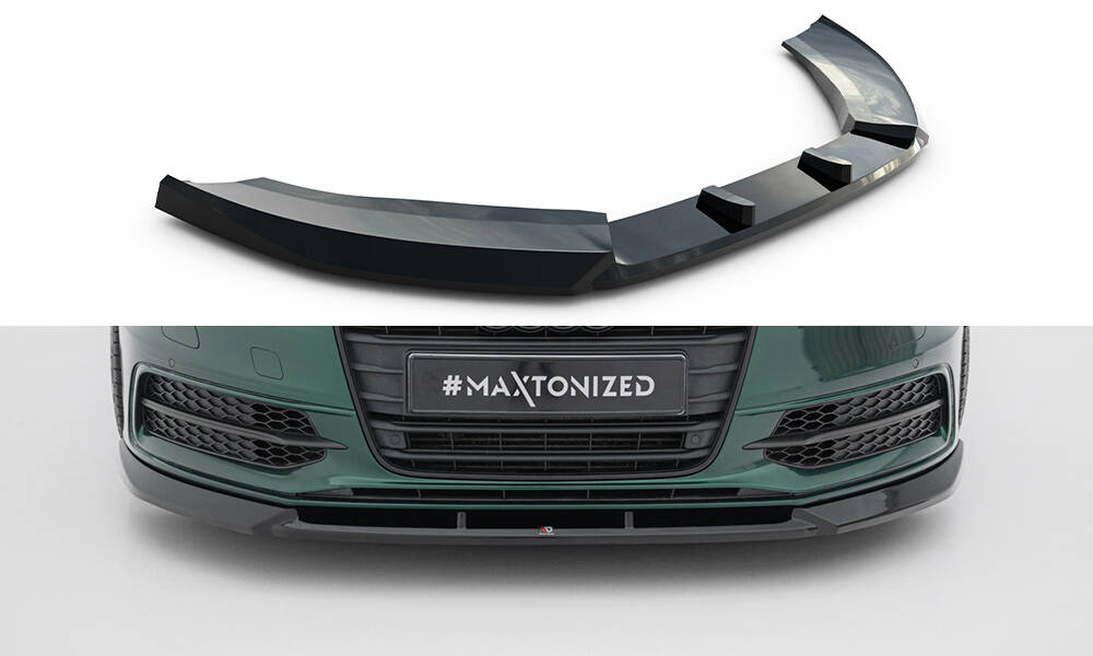 Voorspoiler V.3 Audi A6 S-line / S6 C7 Maxton Glanzend zwart
