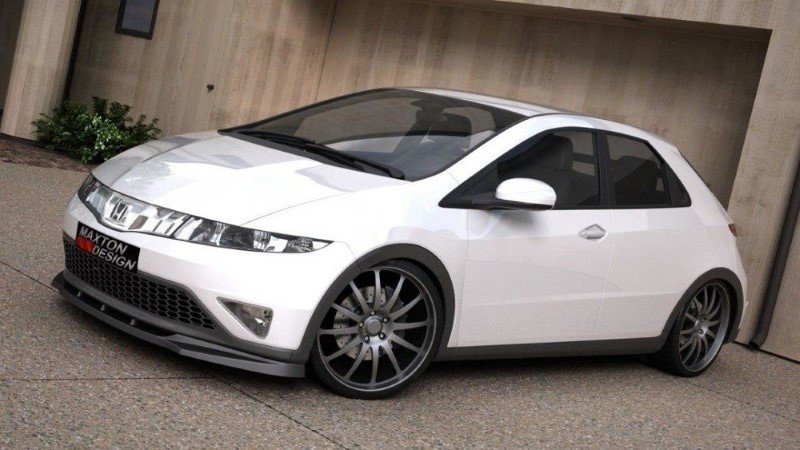 Voorspoiler Honda Civic MK8 (Preface) Glanzend Zwart