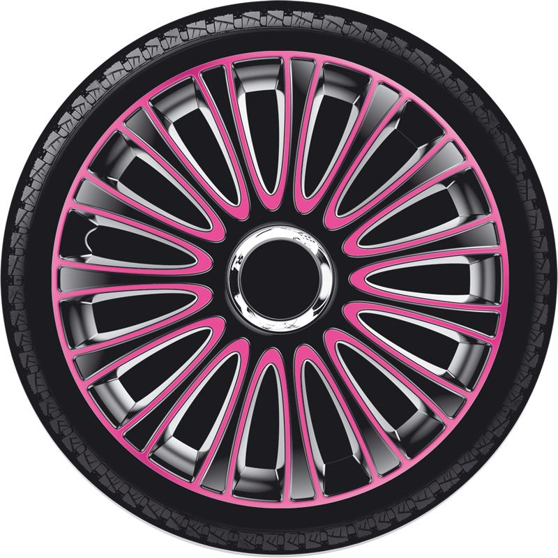 4-Delige Wieldoppenset LeMans 14-inch zwart/roze