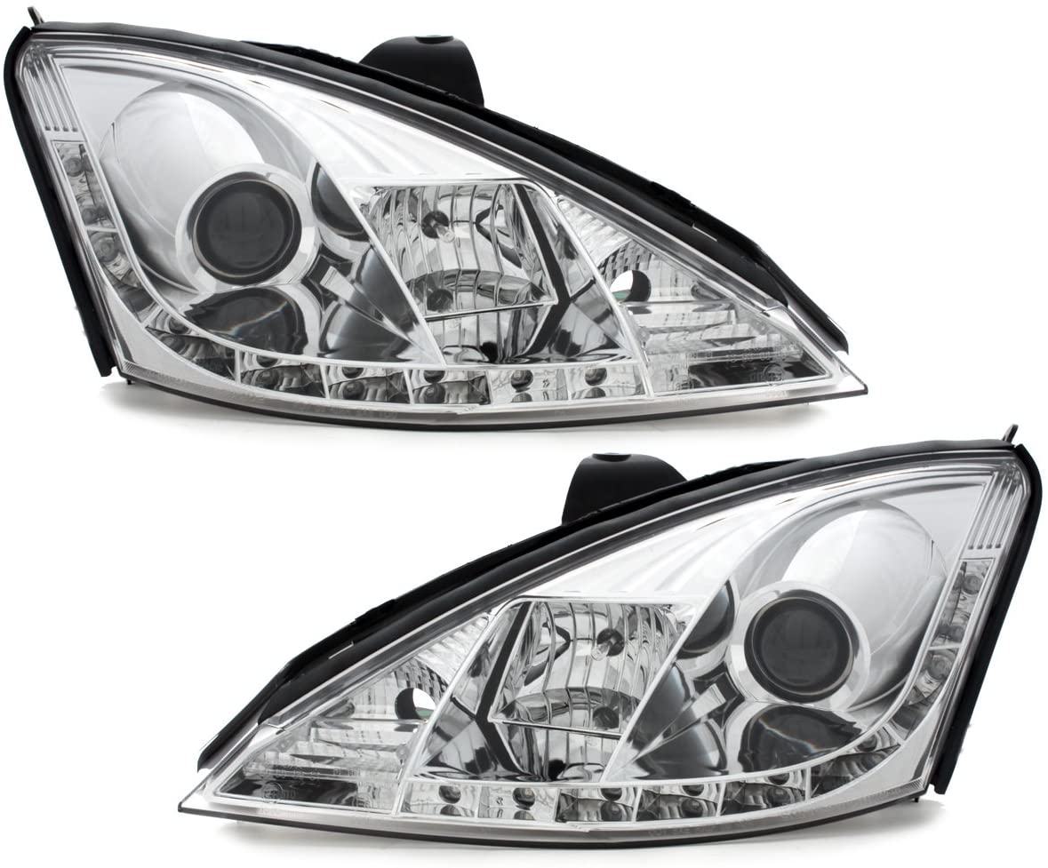 Headlights Ford Focus 01-04 Devil Eyes Dlite LED Chrome