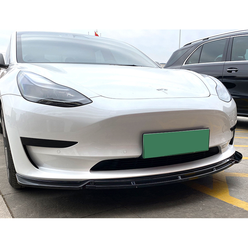Voorspoilerlip  Tesla Model 3 2017-2024 (Glanzend Zwart ABS)