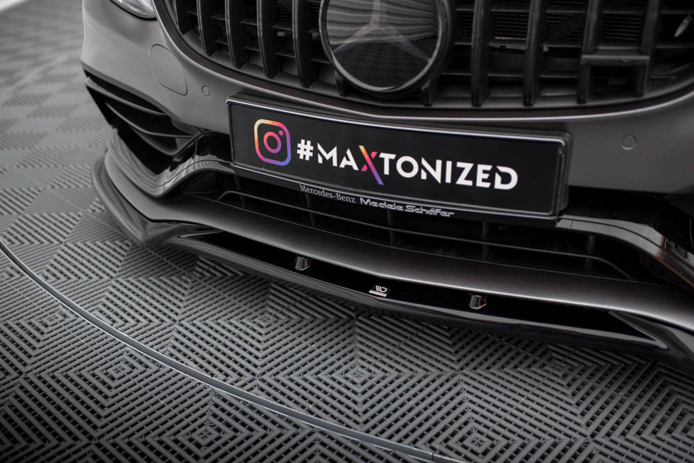 Voorspoiler V.2 Mercedes AMG C63 Sedan / Estate FL Maxton Glans Zwart