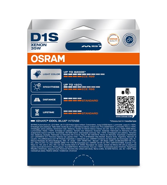 Osram Xenarc Cool Blue Intense Xenon lampen - D1S - 12V/35W - set à 2 stuks (max. 6200K)
