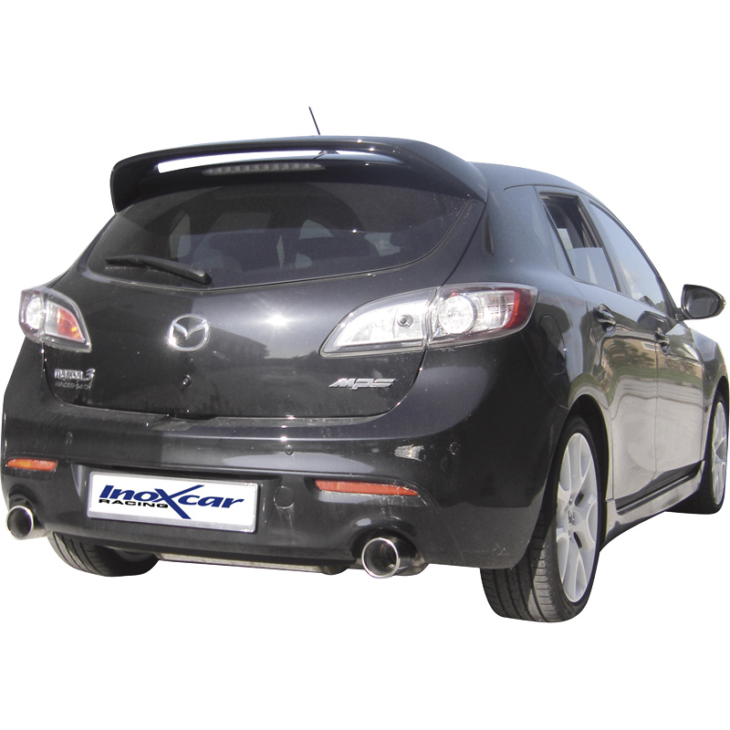 100% RVS Dubbele Sportuitlaat  Mazda 3 2.3Di MPS (260pk) 2010- Links/Rechts 102mm