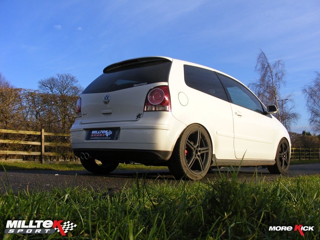 Milltek VW Polo 9N cat-back systeem met dubbel 76.2mm Jet eindst