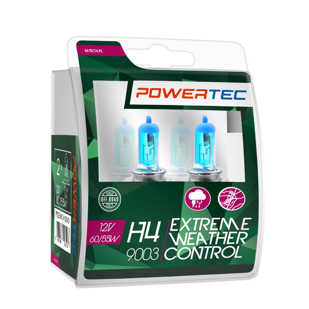 Mtech Powertec Extreme Weather Control H4 bulbs 12V DUO