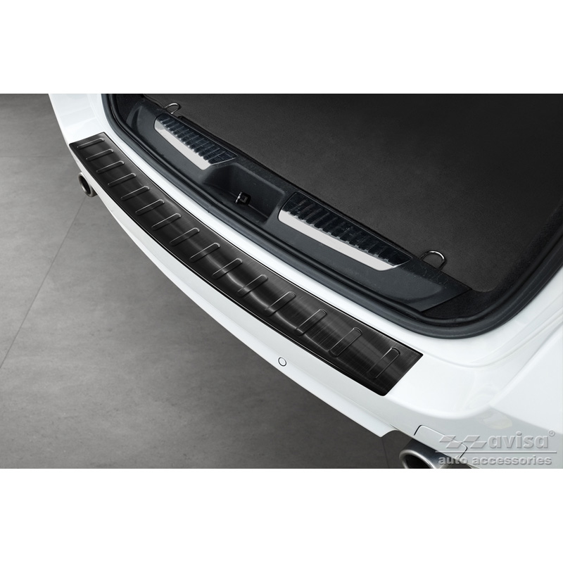 Zwart RVS Achterbumperprotector  Renault Laguna III Grandtour 2007-2015 'Ribs'