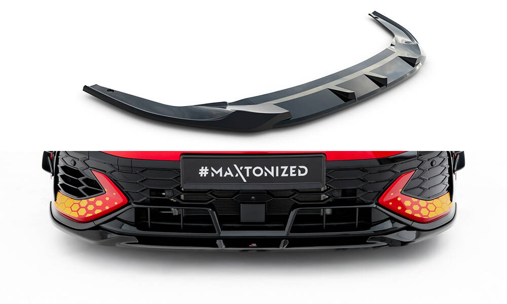 Voorspoiler V.1 Volkswagen Golf GTI Clubsport MK8 Facelift Maxton Glanzend zwart
