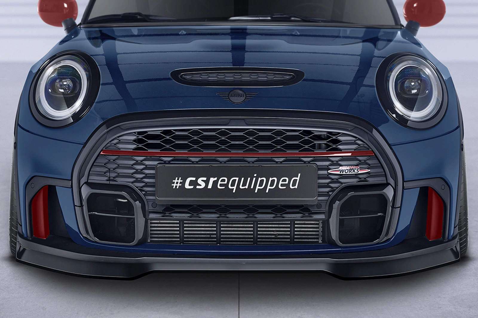 Voorspoiler Mini F55, F56, F57 JCW-Trim Glans Zwart (2e Facelift, 2021–) CSR