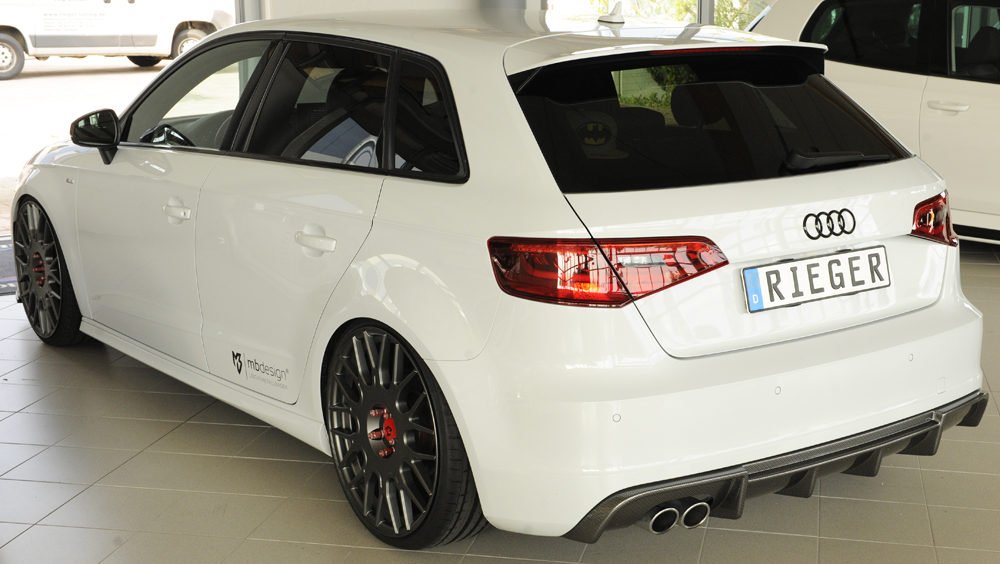 Achter Skirt Audi A3 8V 12-16 S-line Rieger Carbon Look