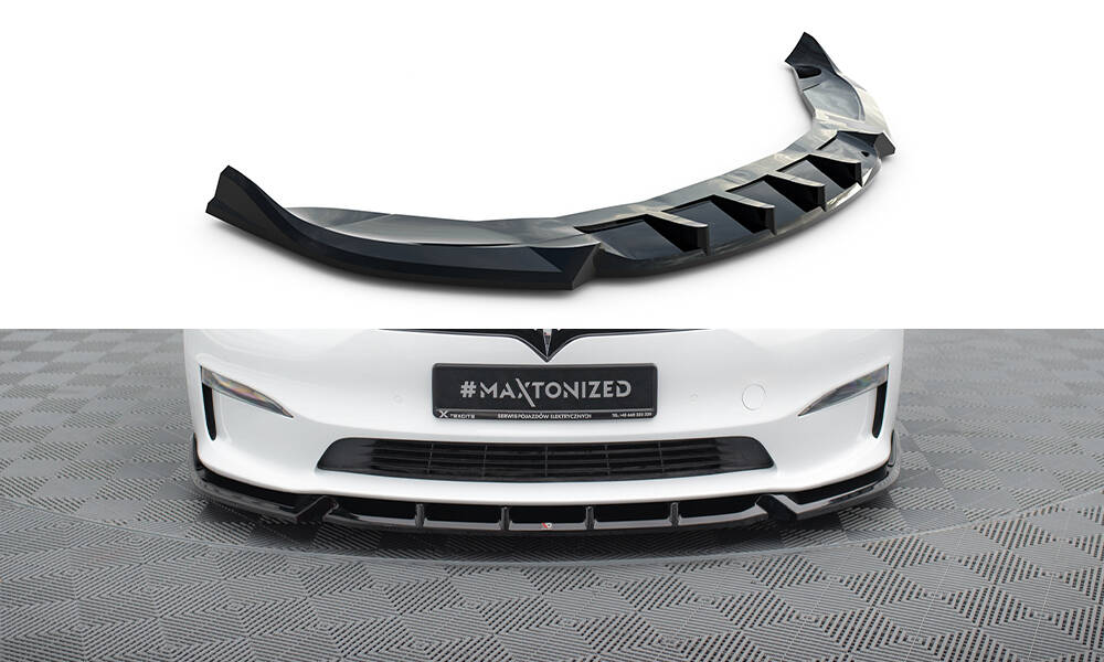 Voorspoiler Tesla Model S Plaid Gloss-Black V1