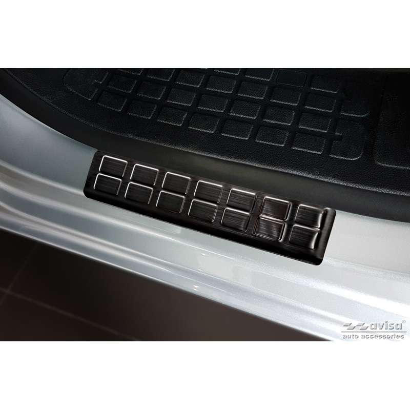 Zwart RVS Instaplijsten  Citroën Jumpy & Spacetourer / Peugeot Expert & Traveller / Toyota Proace 2016- / Opel Vivaro / Zafira Life 2019- / Fiat Scudo & Ulysse 2022- - 'Rectangles' - 2-delig voorportieren