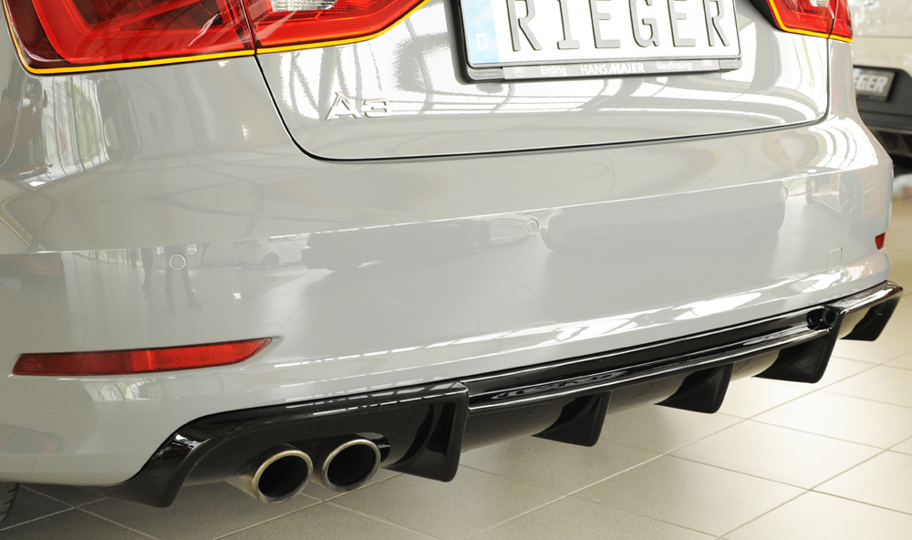 Achter diffusor Rieger Audi A3 8V 12-16 Sedan/Cabrio S-line Glans Zwart
