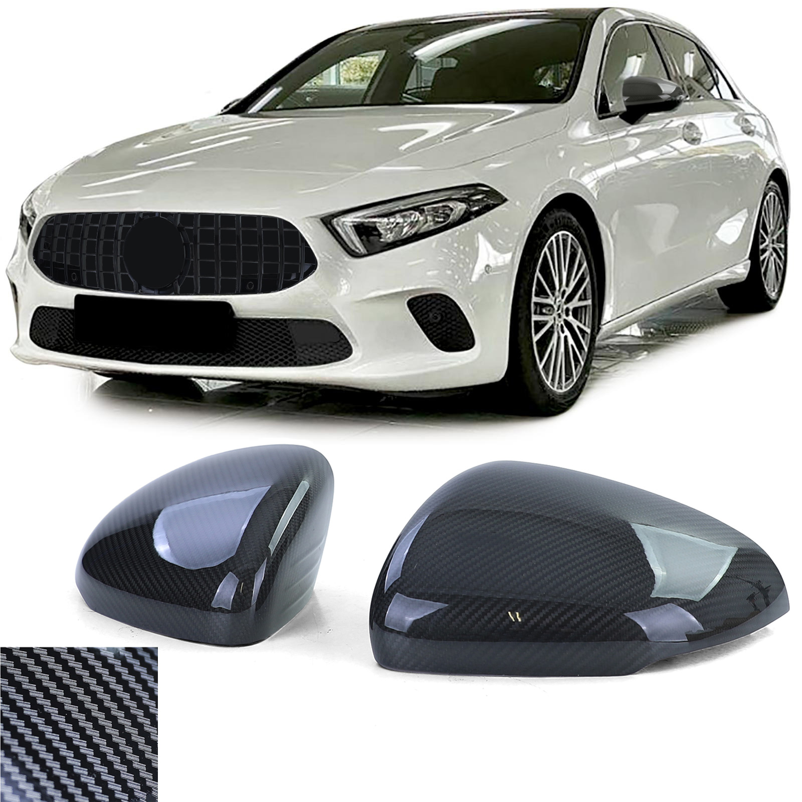 Spiegelkappen Mercedes A Klasse W177 CLA Klasse W118 Echt Carbon