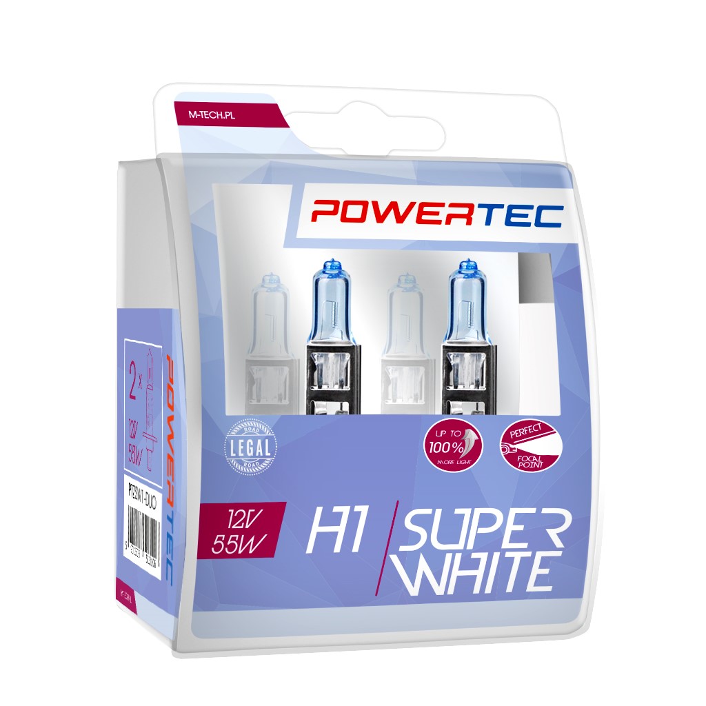Mtech Powertec SuperWhite H1 lampen 12V DUO