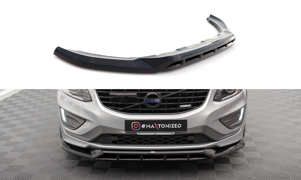 Voorspoiler Volvo XC60 R-Design Facelift 2013 - 2017 Maxton Glans Zwart