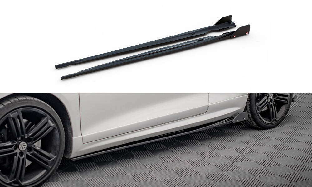 Zijskirts V.2 met Canards Volkswagen Scirocco R Maxton Glans Zwart