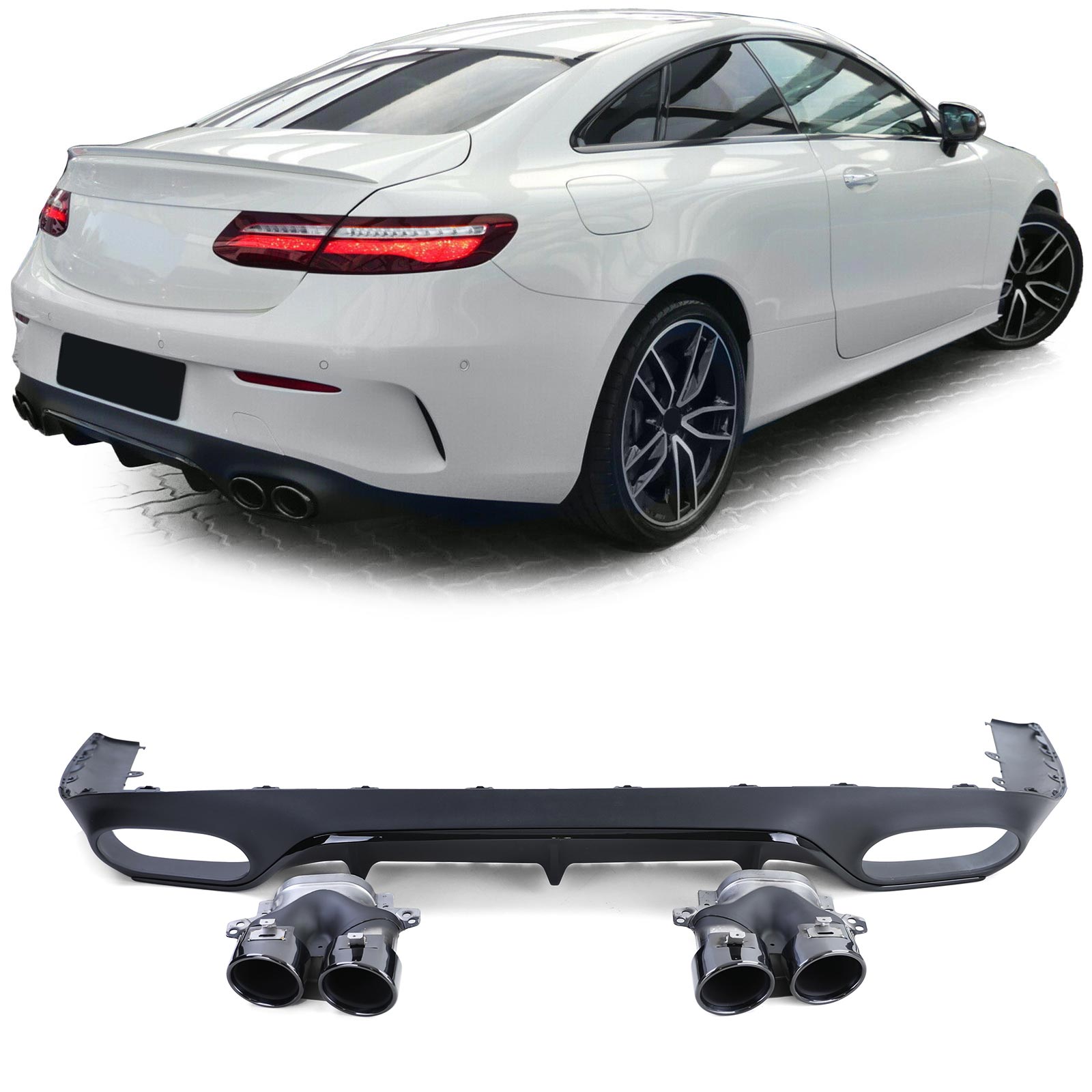 Diffusor Mercedes E-Class C238 Coupe (2016-..) Piano Black Met Sierstukken