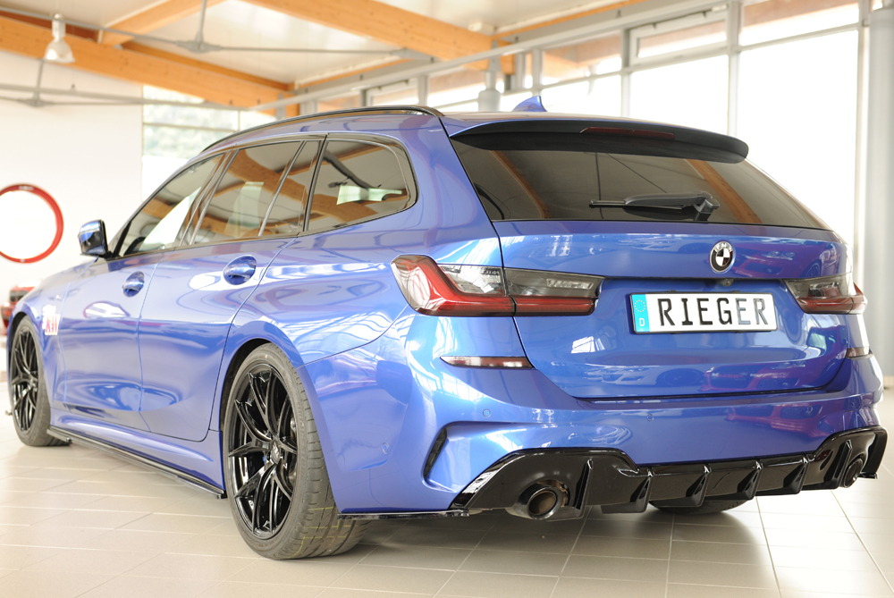 Diffuser BMW 3 Serie G20 Rieger Glans Zwart met Trekhaak