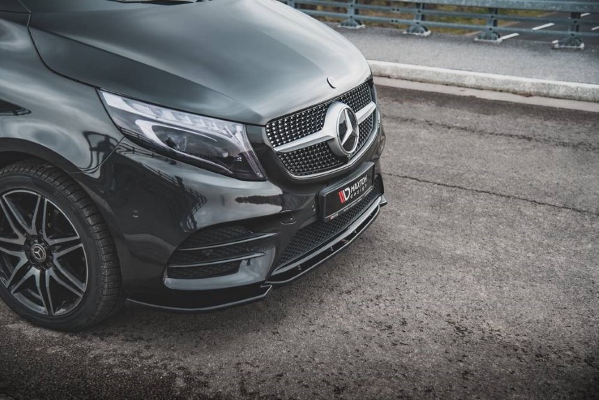 Voorspoiler Mercedes V-Klasse W447 AMG-Line Maxton Design glans zwart v.1