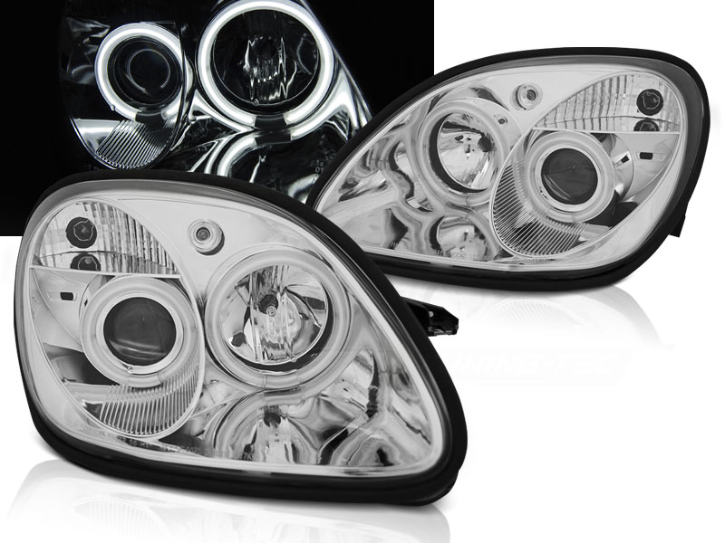 Faros Mercedes SLK 98-00 Angel Eyes cromo