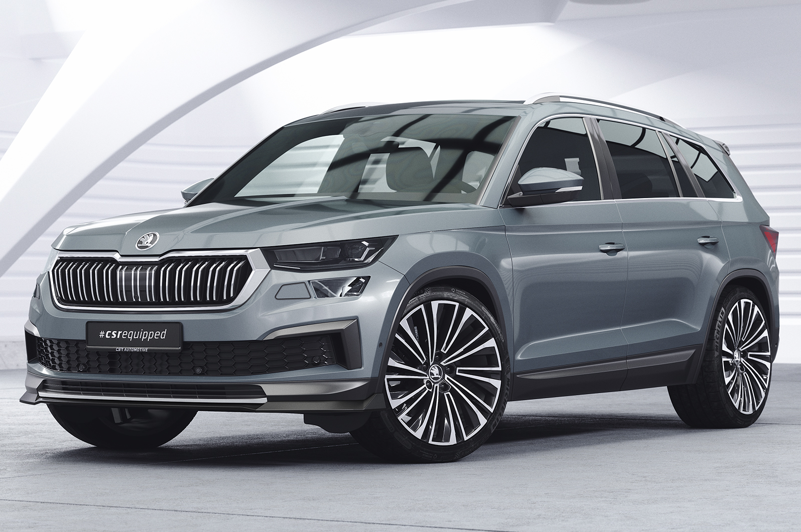 Voorspoiler passend voor Skoda Kodiaq CSR Glans Zwart