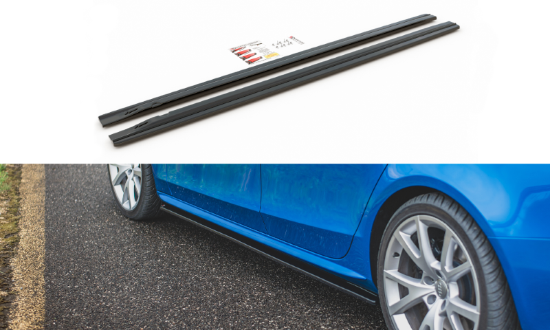 Zijskirts Diffusers Audi S4 / A4 / A4 S-Line B8 / B8 FL Glanzend Zwart