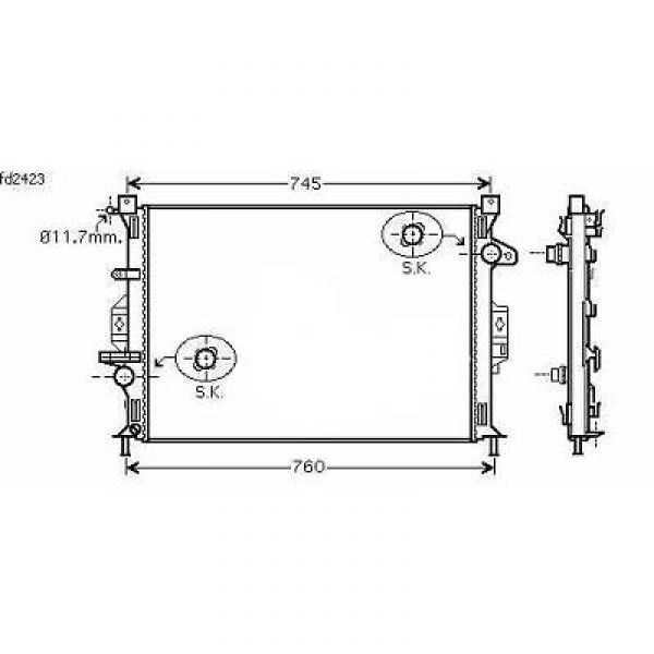 Radiator MONDEO 07->> 670x460x14 1.6/2.0 +/-AC