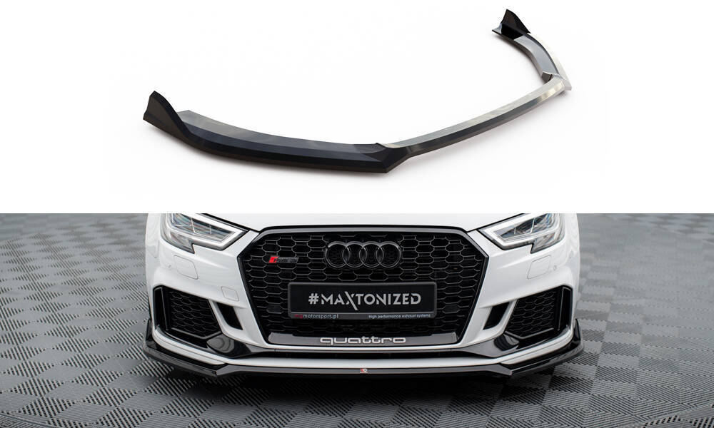 Voor Spoiler V.4 Audi RS3 8V FL Sedan Glanzend Zwart