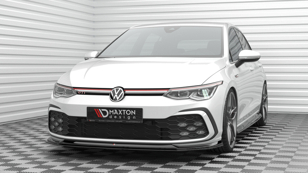 Voorspoiler V.6 Volkswagen Golf 8 GTI Maxton Glans Zwart