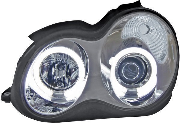 Faros Mercedes W203 00-07 h1+h1 Angel Eyes CCFL chome