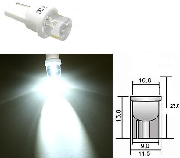 M-tech L006 T10 12v/24v concave 8mm wit LED
