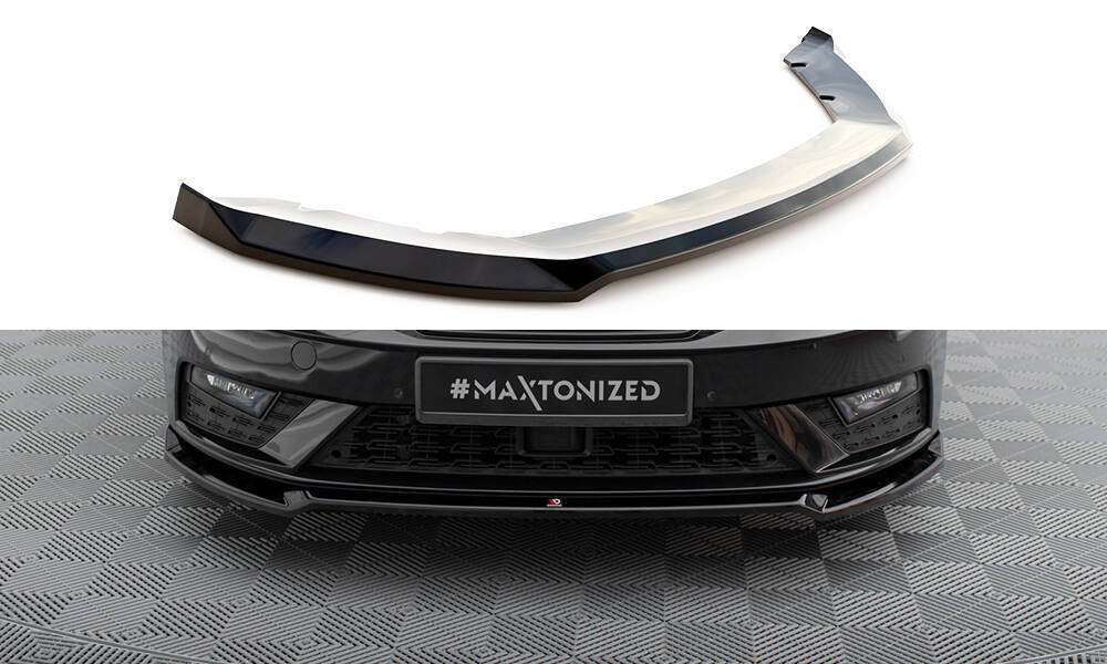Voorspoiler V.2 Seat Leon 5F FL Maxton Glans Zwart