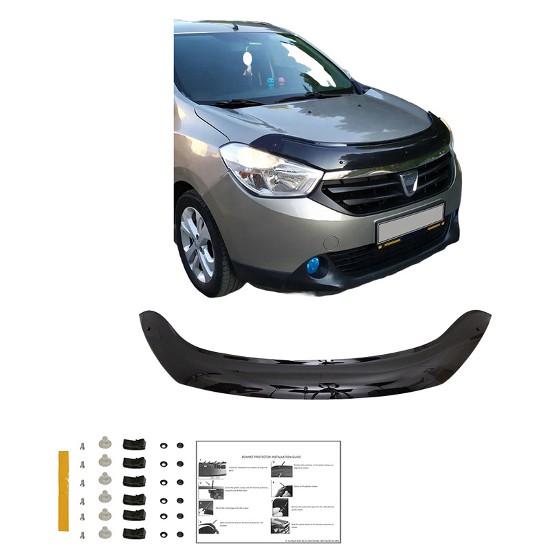 Motorkapbeschermer (steenslagcover)  Dacia Lodgy/Dokker 1e Gen. 2012-2020 - Glanzend zwart