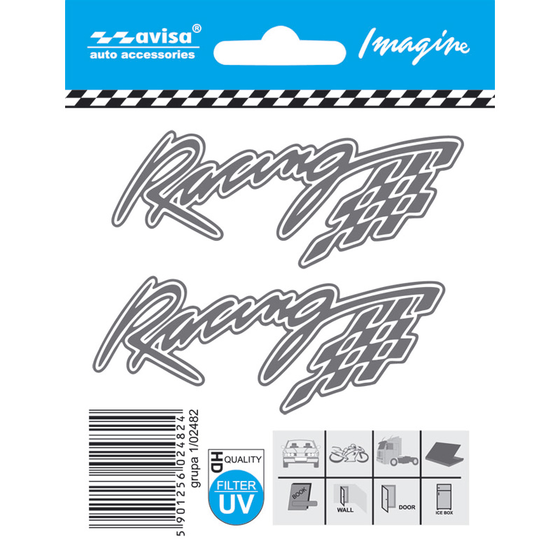 Auto Tattoo Sticker Racing 2-stuks - 8,2x3,3cm