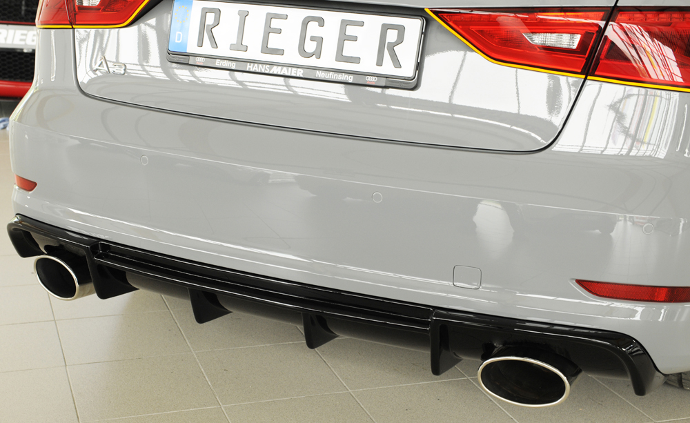 Diffusor Audi A3 8V sedan/cabrio 12-16 S-line Rieger Zwart Glans