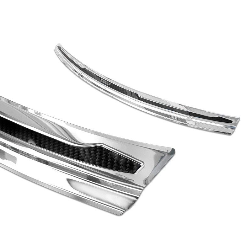 RVS Achterbumperprotector 'Deluxe'  Porsche Cayenne III 2017- 'Performance' Zilver/Zwart Carbon