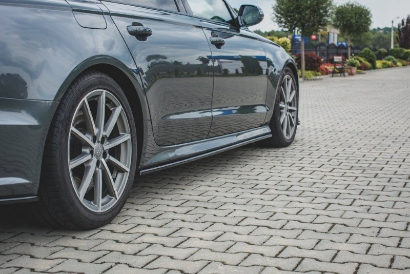 Zijskirts Diffusers Audi S6 / A6 S-Line C7 FL Glanzend Zwart